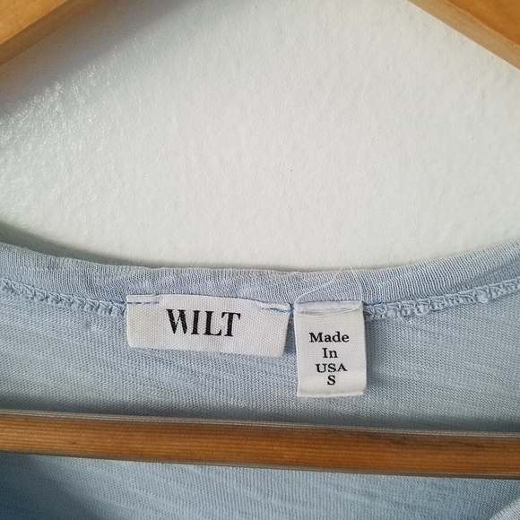 WILT Slub Cotton Powder Blue Asemetrical Relaxed Fit Shirt Top Small - Picture 7 of 9